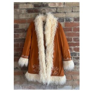 Penny Lane Coat, Brand New Tan Peacoat with Faux Trim